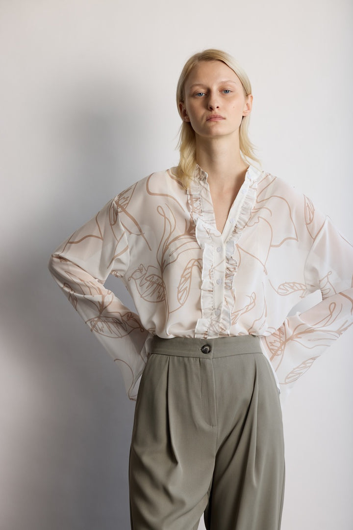 KONA white buttoned chiffon shirt