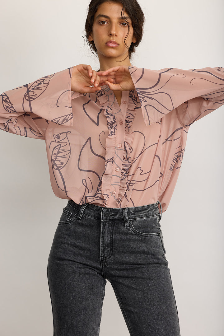 KONA smoked pink buttoned chiffon shirt