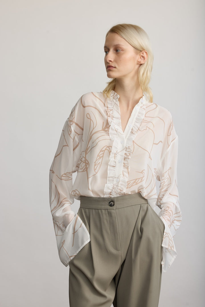 KONA white buttoned chiffon shirt