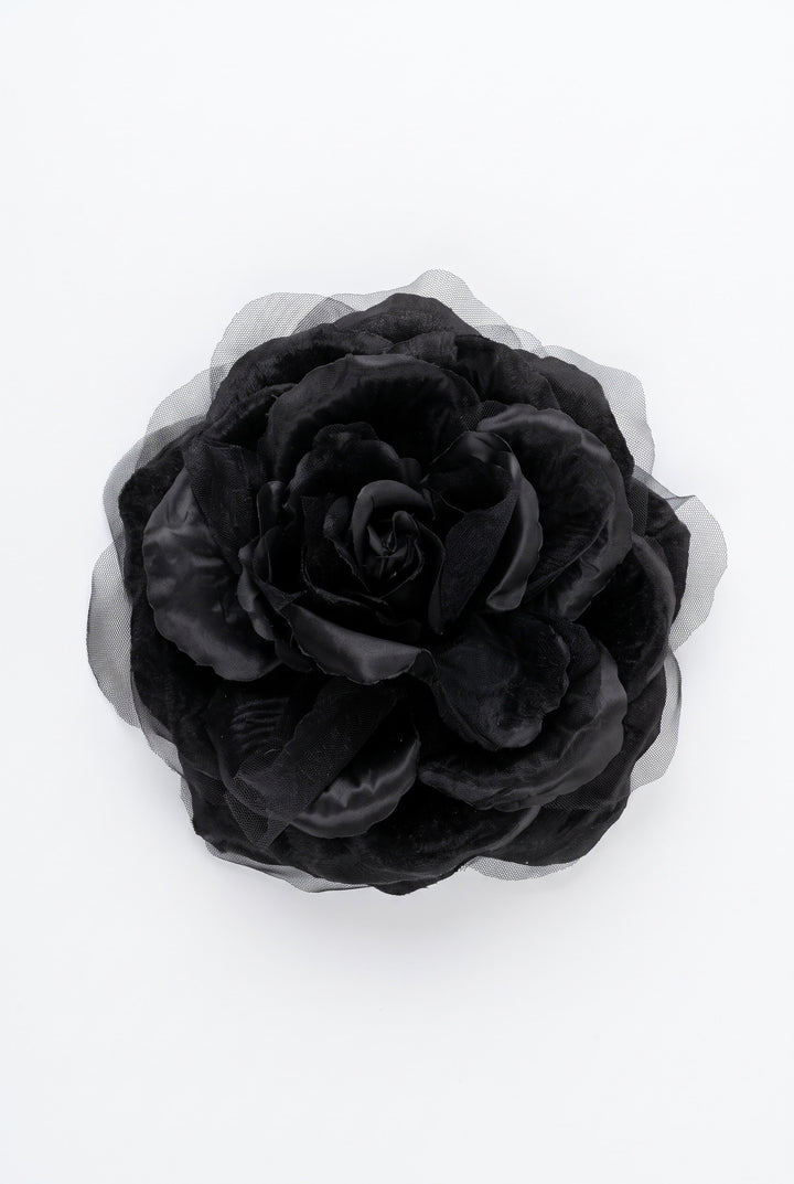 Camelia Flower Pin Black