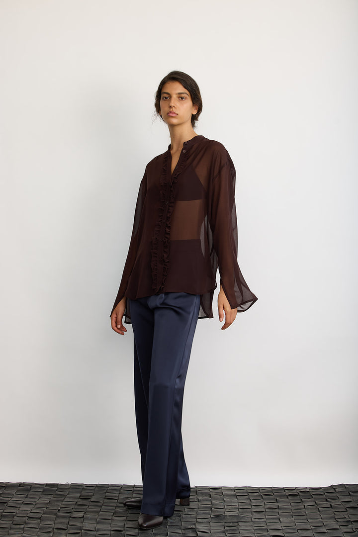 KONA wine buttoned chiffon shirt