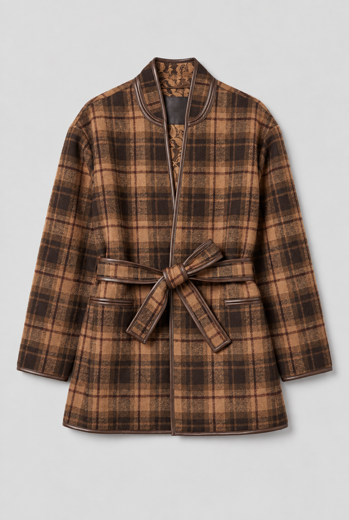 Cara Coat Plaid Camel