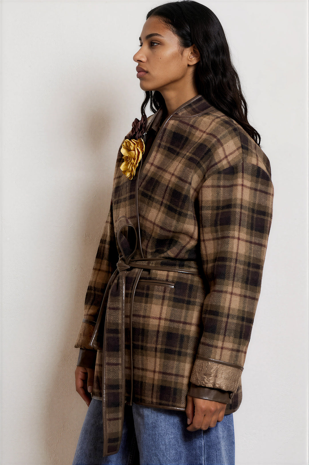 Cara Coat Plaid Camel