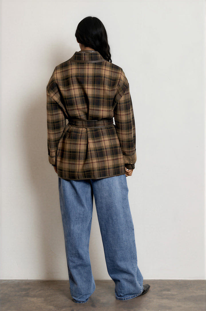 Cara Coat Plaid Camel