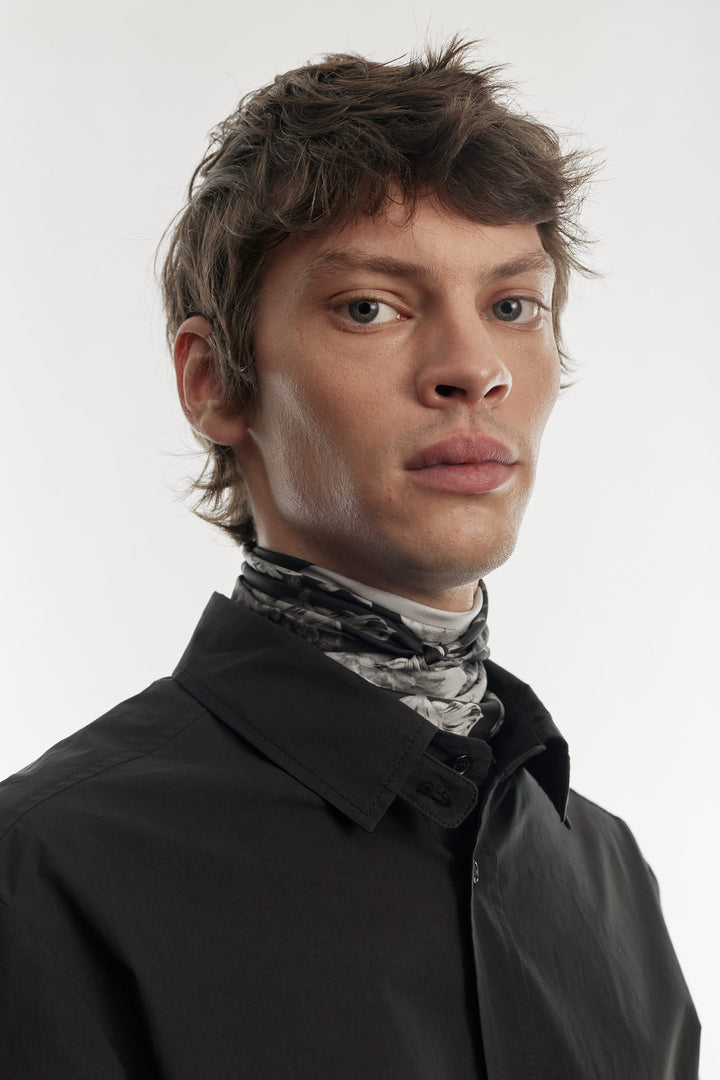 Blossom Silk Scarf Black & White