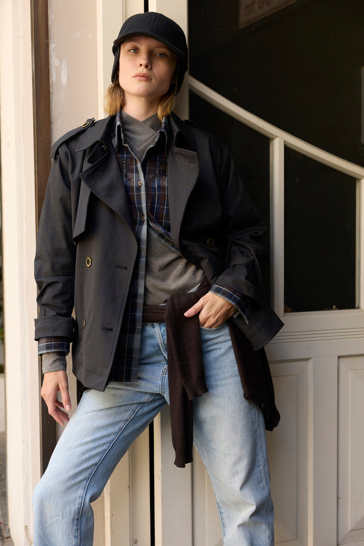Trenchi Coat Dark Navy
