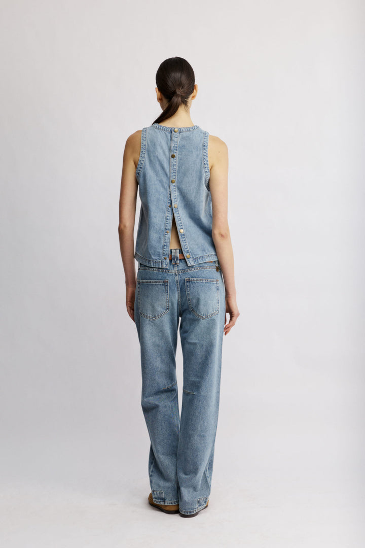 Rialto ג'ינס תכלת בגזרה בינונית ורגל ישרה 100% כותנה משכית