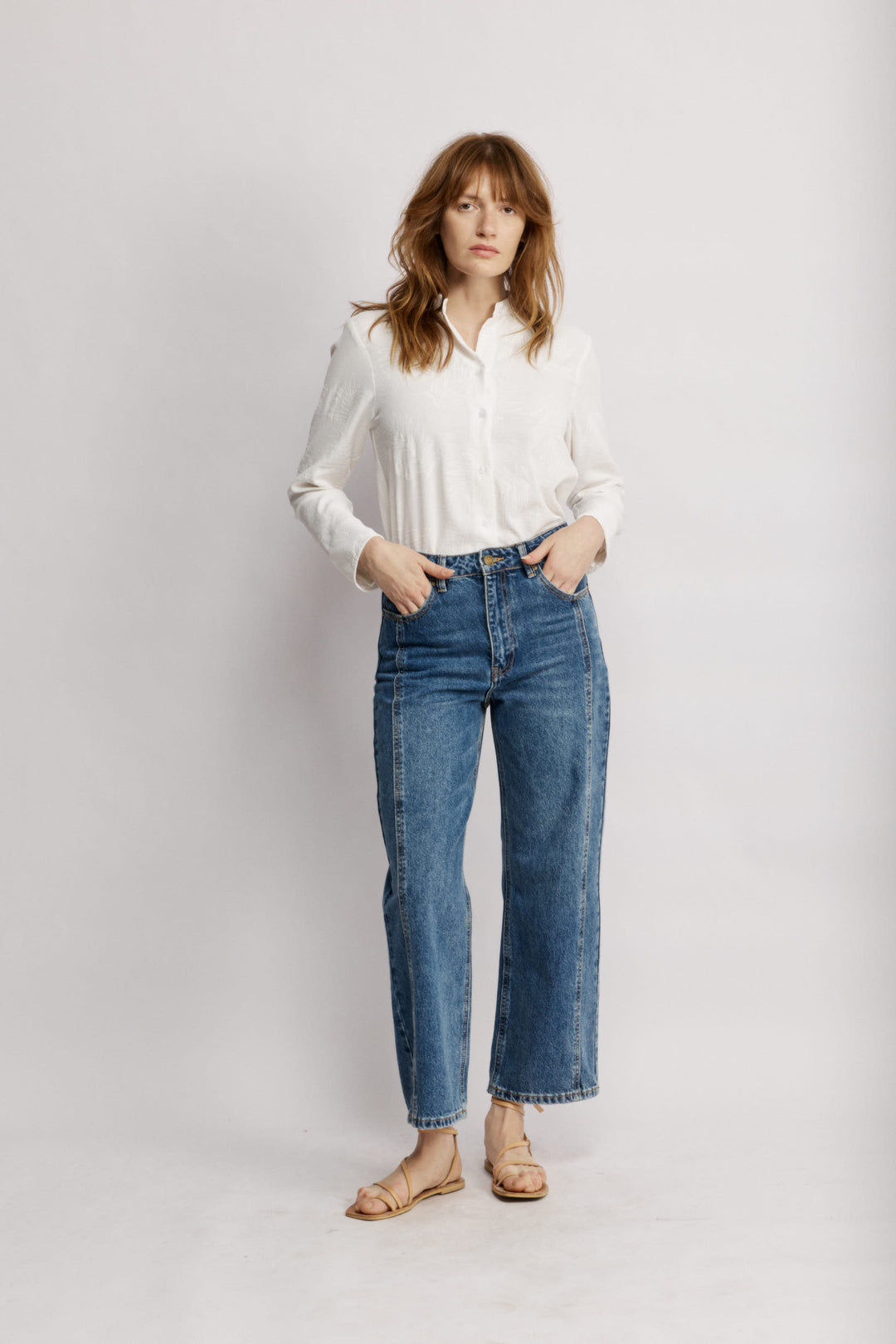 Madison Ankle ג'ינס כחול בגזרה גבוהה ומגיע לאורך הקרסול 100% כותנה משכית