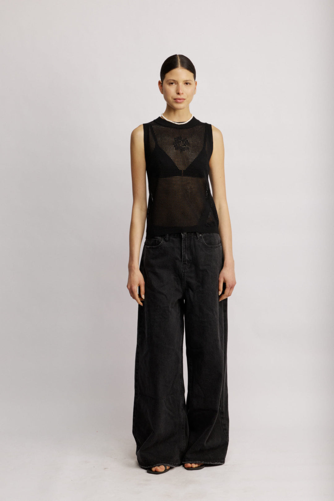 Moana ג'ינס רחב שחור 100% כותנה משכית