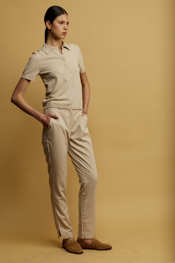 Sierra מכנס מחוייט בז' בגזרה בינונית וישרה משכית