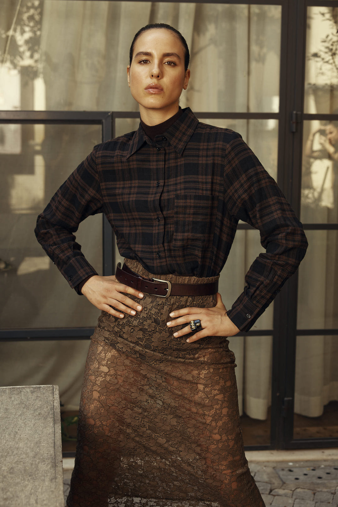 Eden Lace Skirt Brown