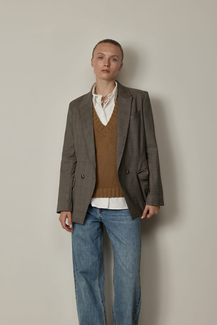 Kelly Jacket Beige Plaid