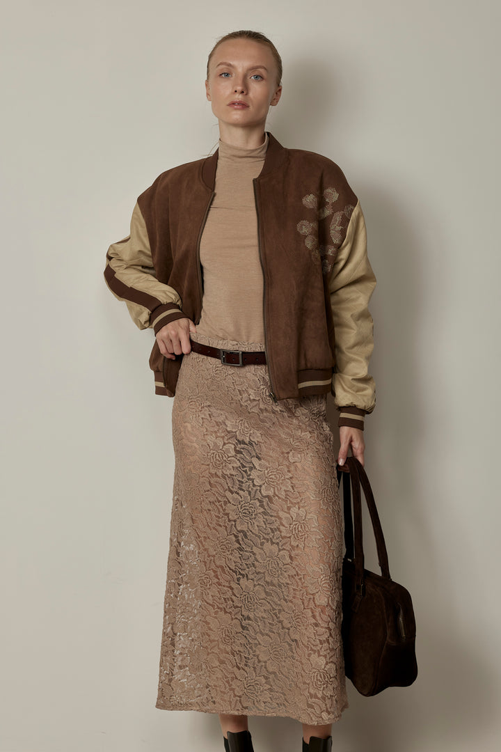 Eden Lace Skirt Nude