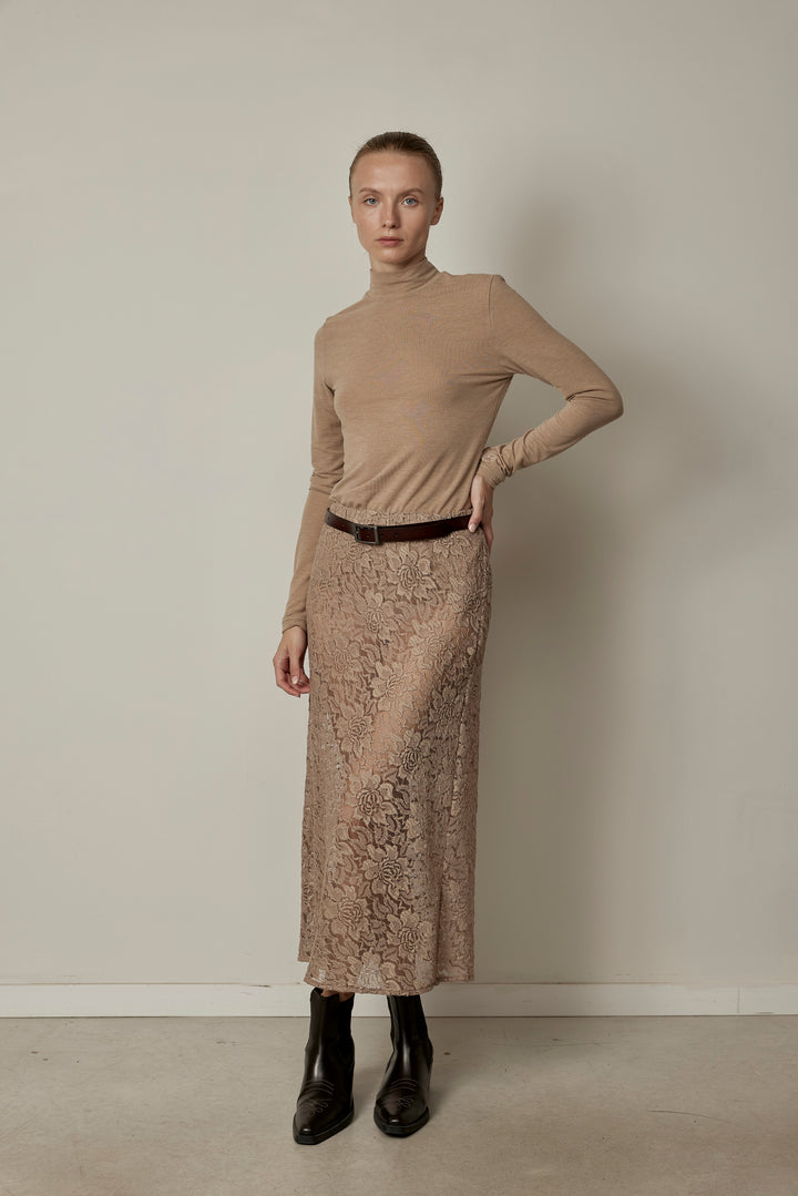 Eden Lace Skirt Nude