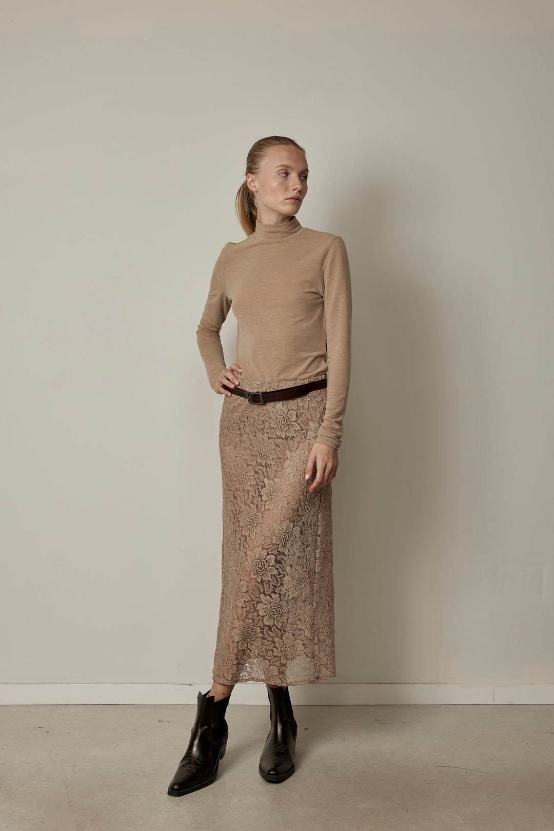 Eden Lace Skirt Nude