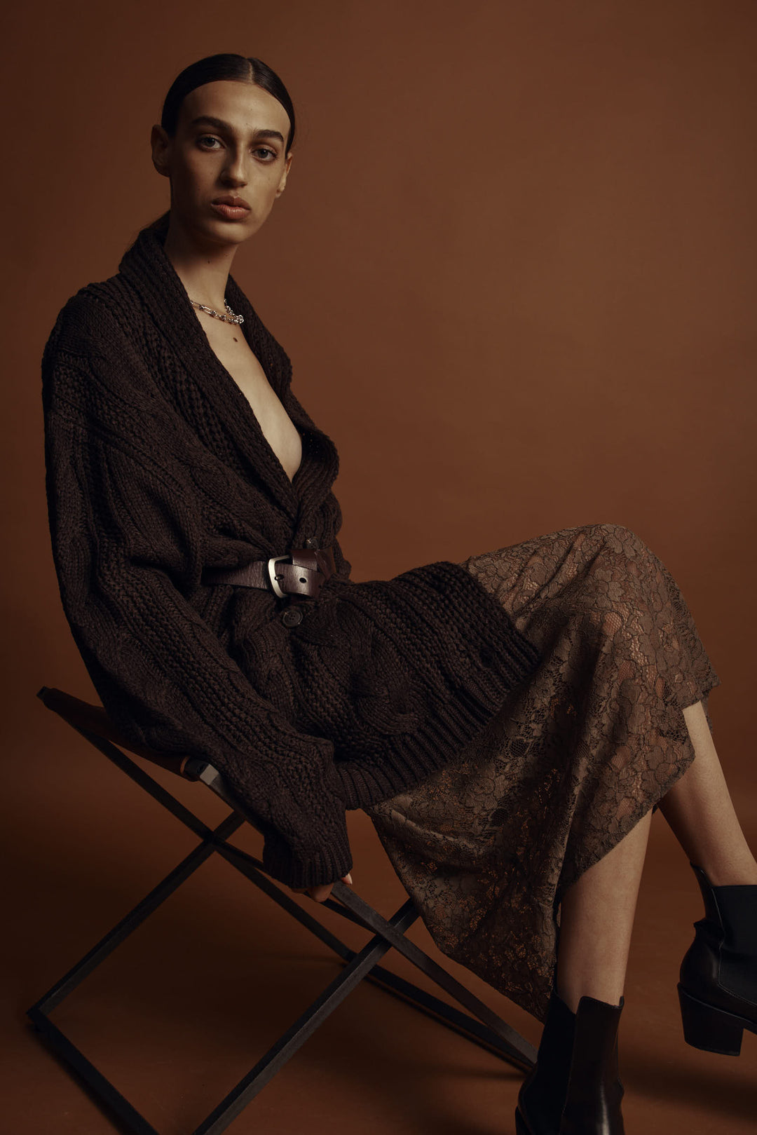 Eden Lace Skirt Brown