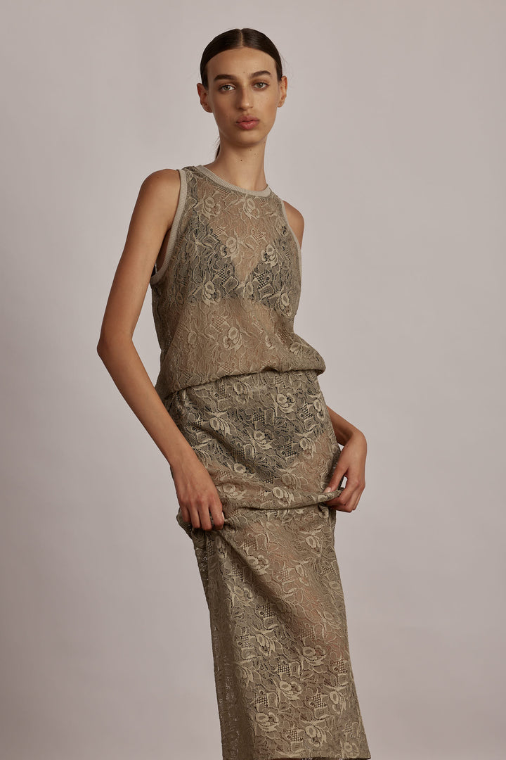 Eden Lace Skirt Sage