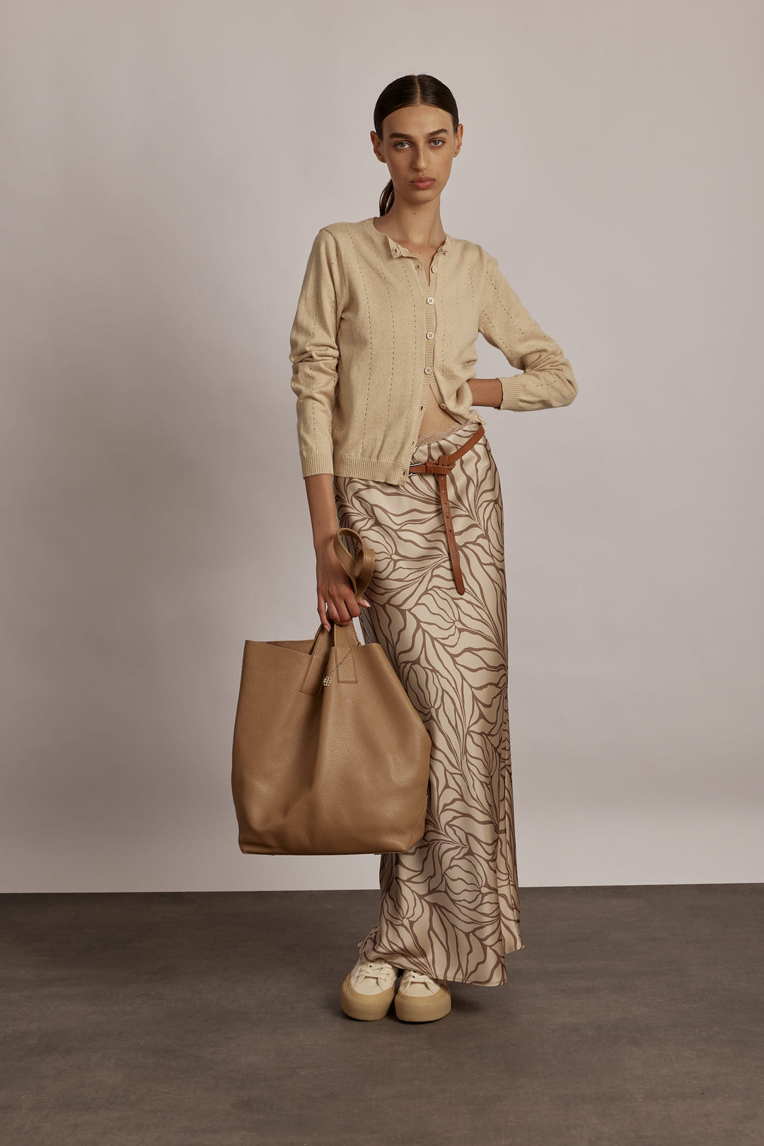 Eden Maxi Skirt Beige Print