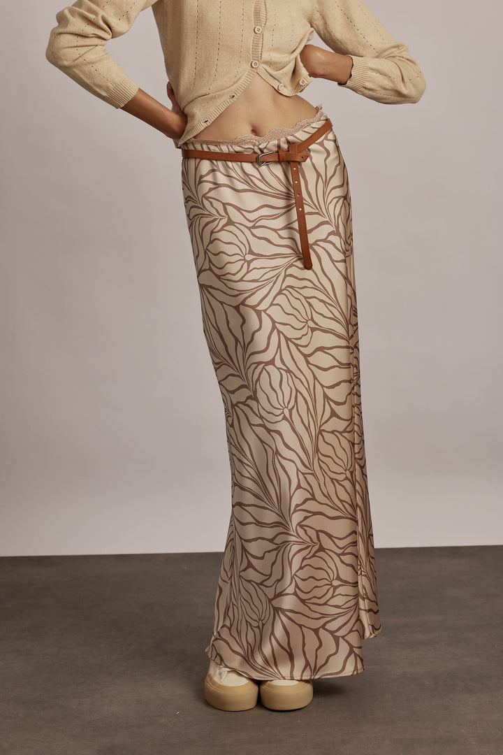 Eden Maxi Skirt Beige Print