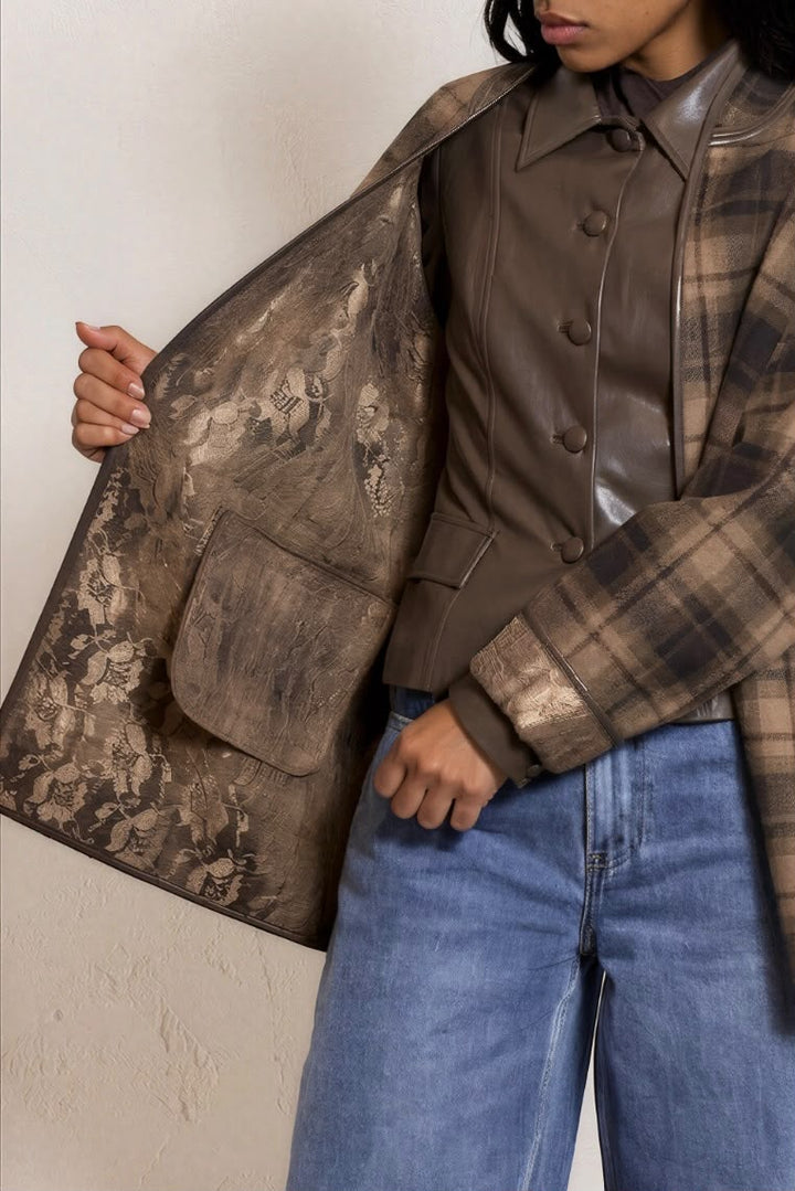 Cara Coat Plaid Camel