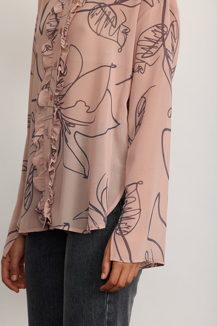 KONA smoked pink buttoned chiffon shirt