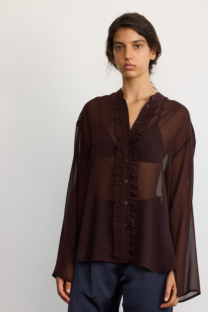 KONA wine buttoned chiffon shirt