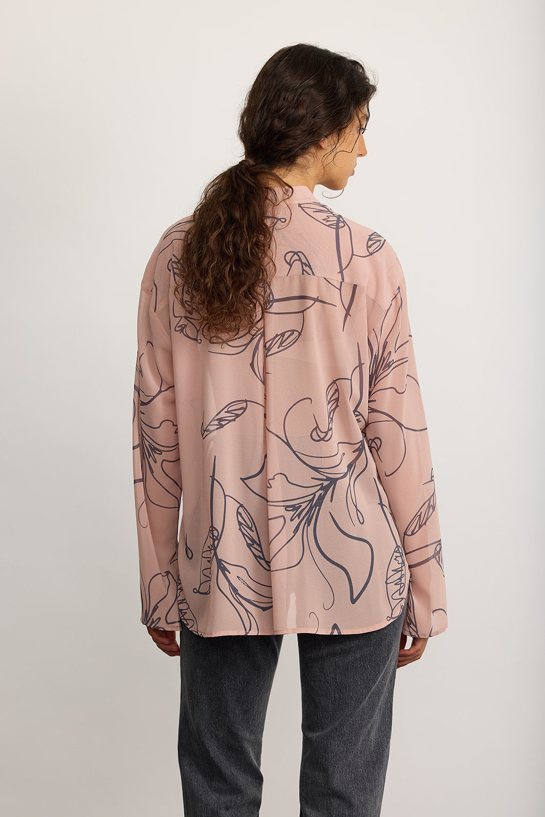 KONA smoked pink buttoned chiffon shirt