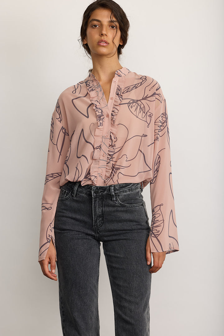 KONA smoked pink buttoned chiffon shirt