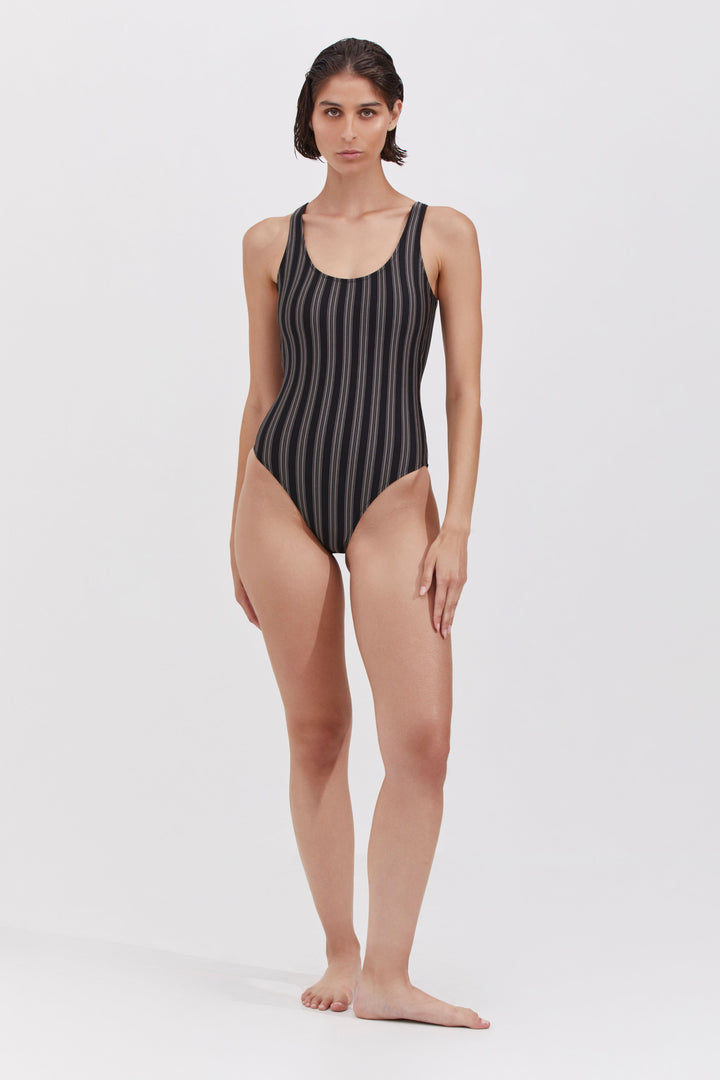 MASKIT X GOTTEX RIPPLE ONE PIECE GREY/BLACK