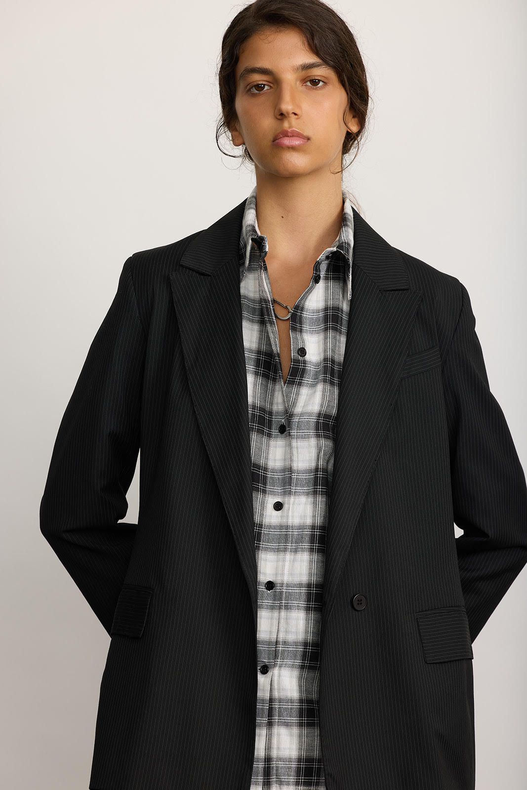 NULI JACKET PINSTRIPE BLACK